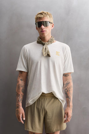 PRINTED LINEN - COTTON T-SHIRT - Image 1