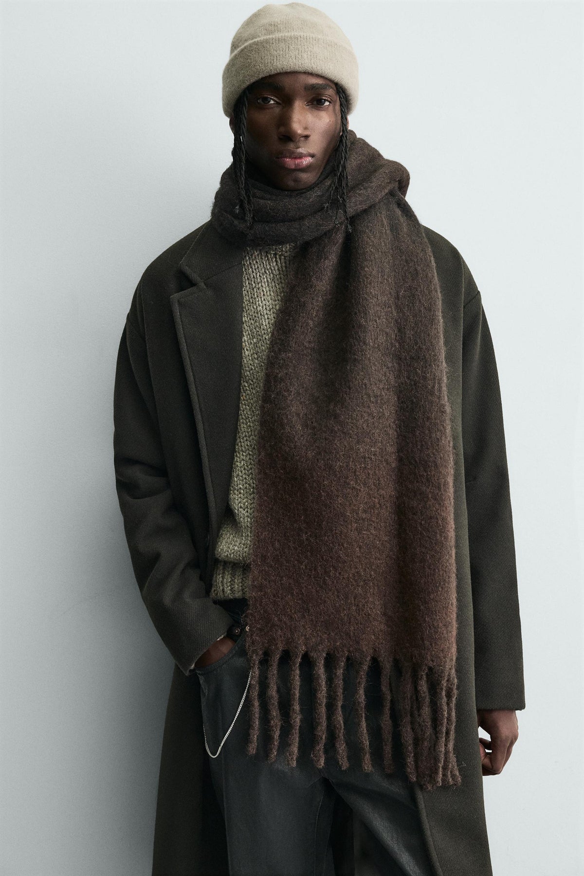 BRUSHED FRINGED SCARF - Image 1