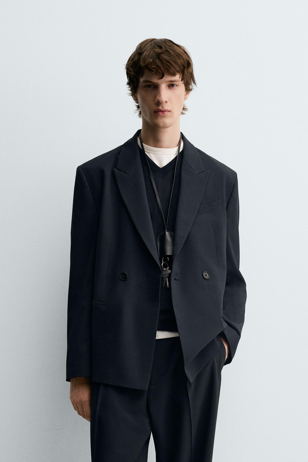 STRIPED SUIT DOUBLE-BREASTED BLAZER - Image 2