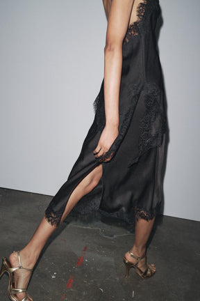 Satin lace skirt