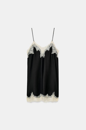 Satin Lace Contrast Top