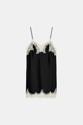 Satin Lace Contrast Top