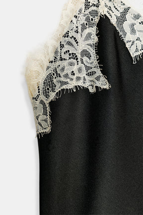 Satin Lace Contrast Top