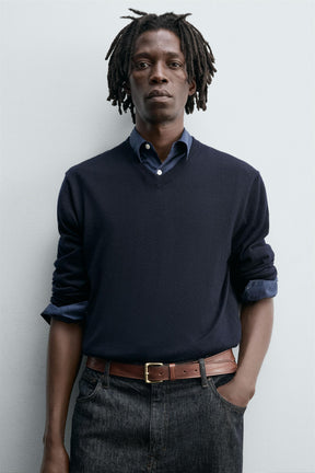 VINTAGE-EFFECT LEATHER BELT - Image 2