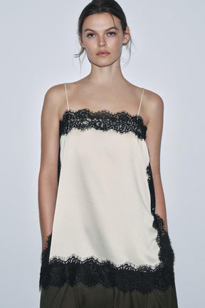 Satin lace top