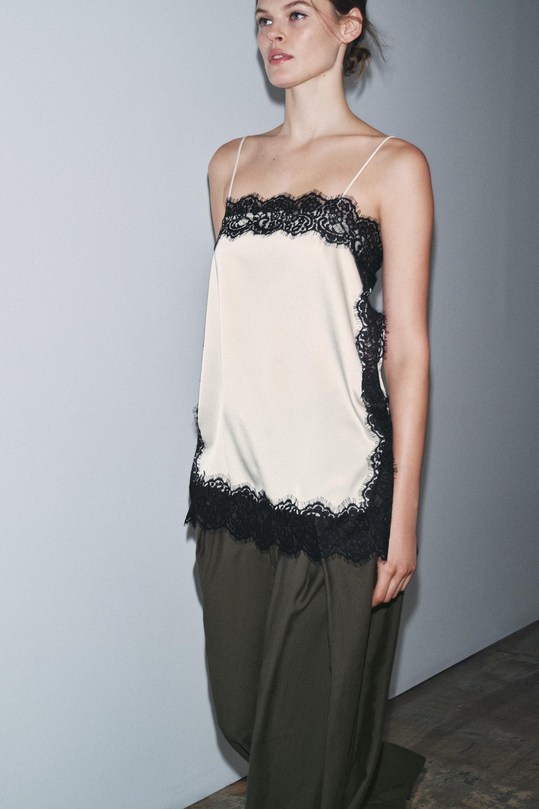 Satin lace top