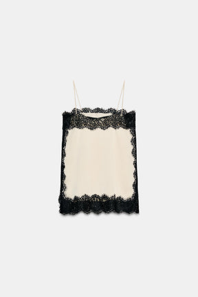 Satin lace top