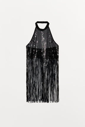 Sequin Fringed Halter Top