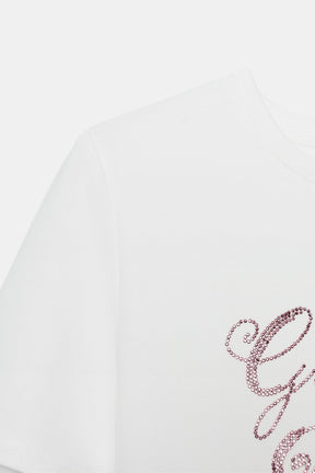 Rhinestone Slogan T-Shirt