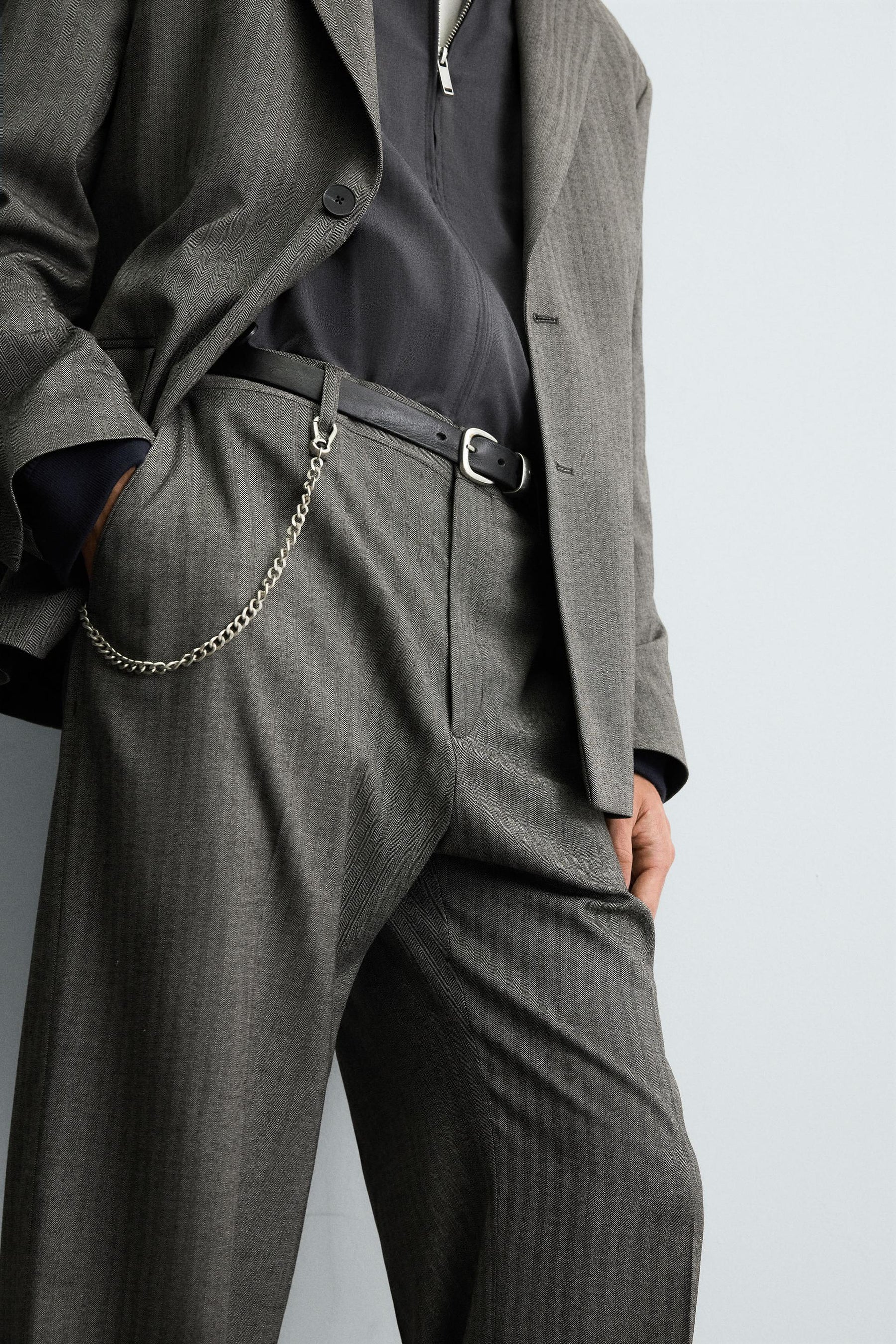 HERRINGBONE FLARE FIT TROUSERS - Image 5