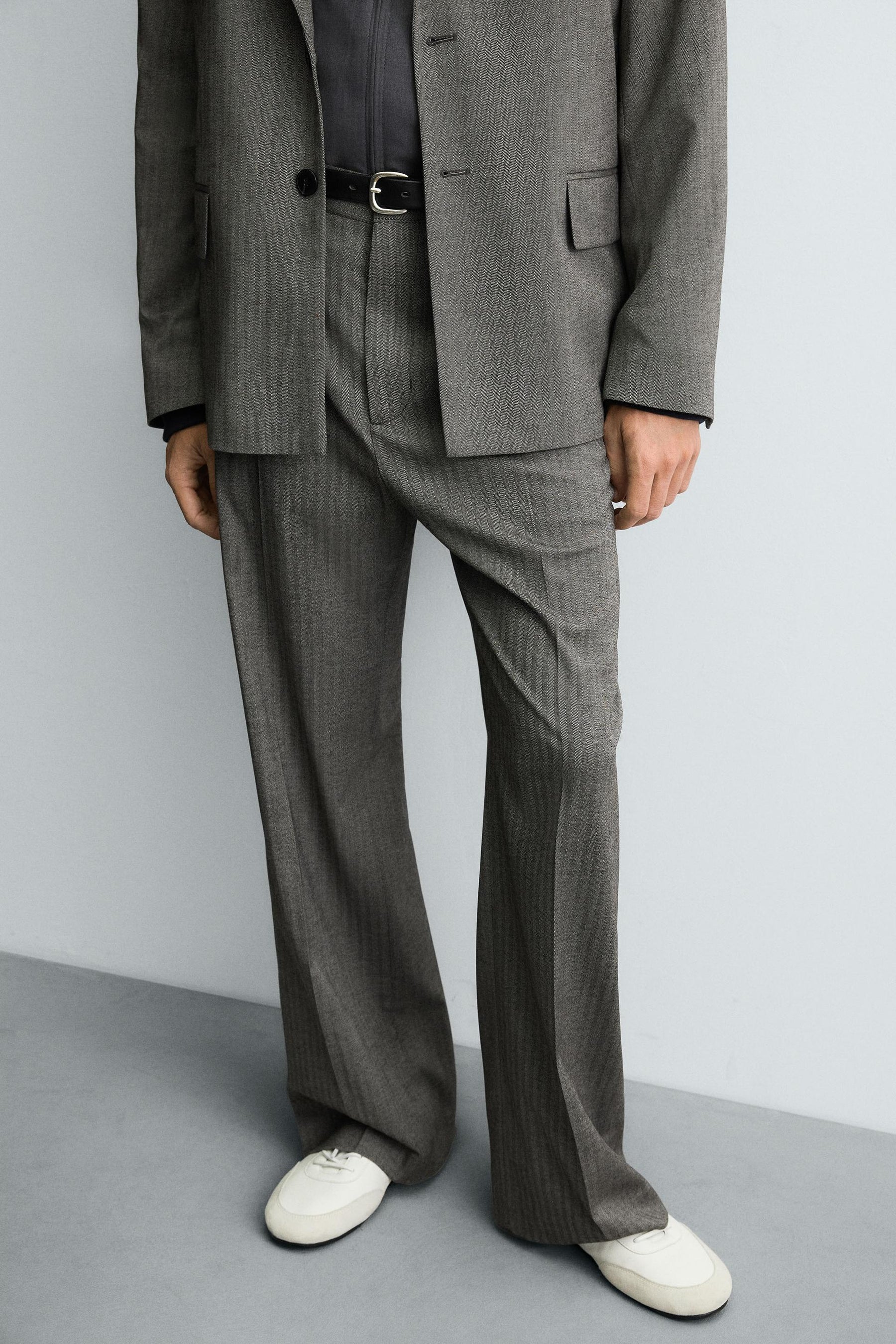 HERRINGBONE FLARE FIT TROUSERS - Image 6