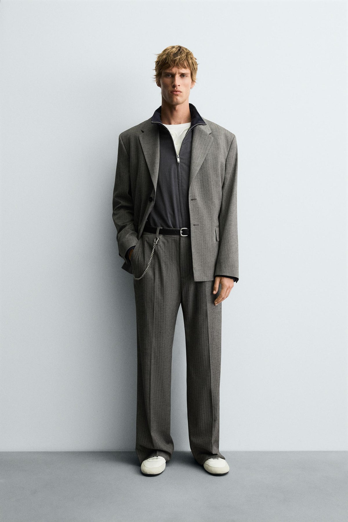 HERRINGBONE FLARE FIT TROUSERS - Image 1