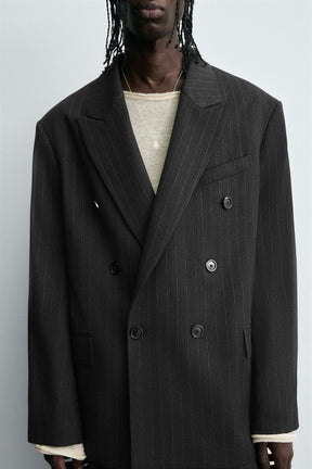 STRIPED SUIT DOUBLE-BREASTED BLAZER - Image 6