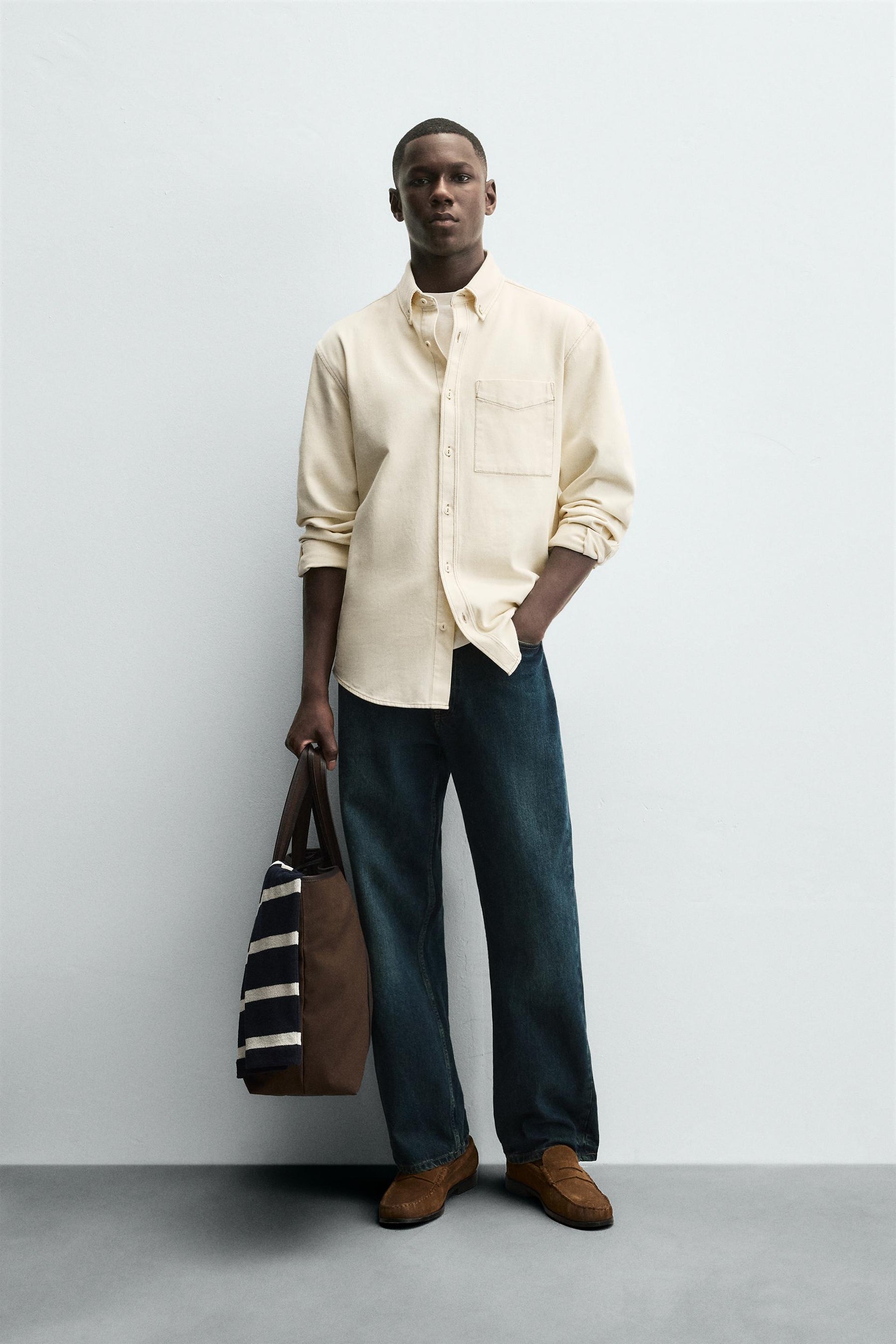 CONTRAST STITCHING OVERSHIRT - Image 1