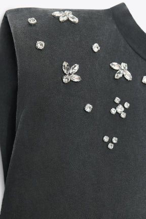 Faded-effect shoulder pad t-shirt