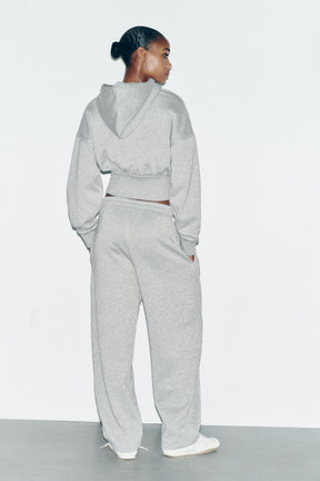 METALLIC THREAD CROP HOODIE