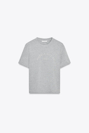 Metallic Thread Slogan T-Shirt