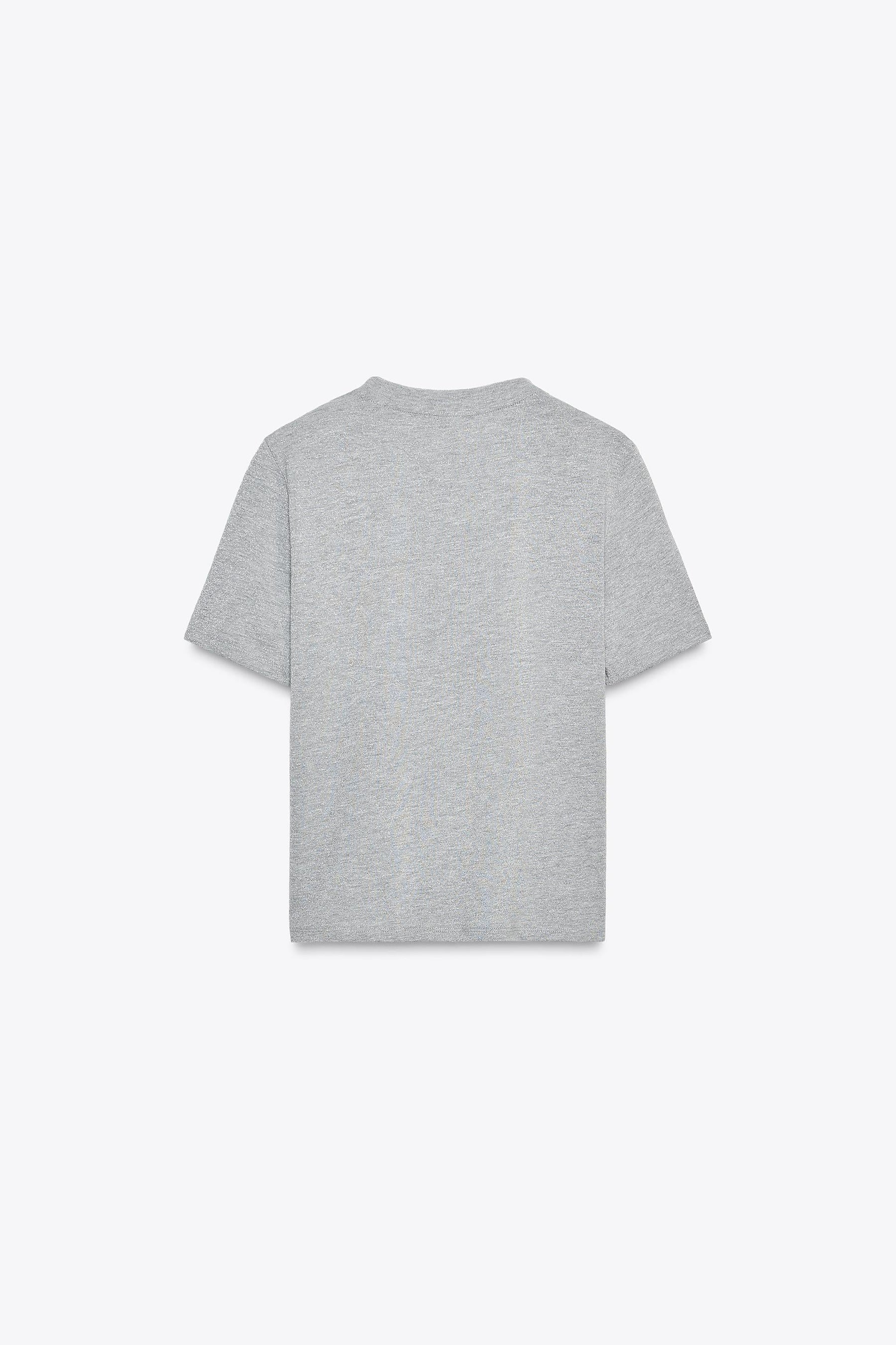 Metallic Thread Slogan T-Shirt