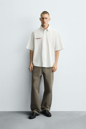 EMBROIDERED STRIPED SHIRT - Image 1