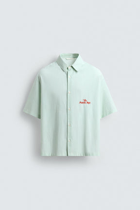 STRIPED SHIRT WITH CONTRAST SLOGAN - Image 9
