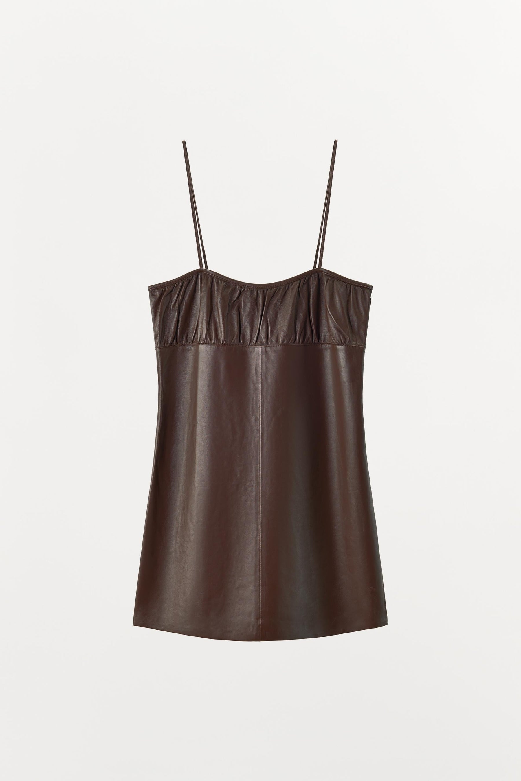 100% LEATHER GATHERED DRESS