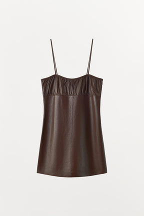 100% LEATHER GATHERED DRESS