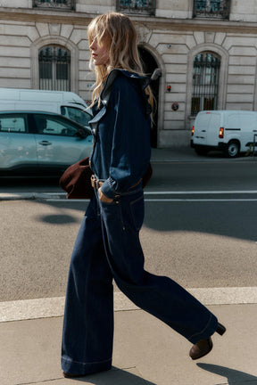Denim Shirt with Ruffles