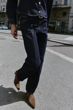 Slim Mid-Waist Belted Jeans