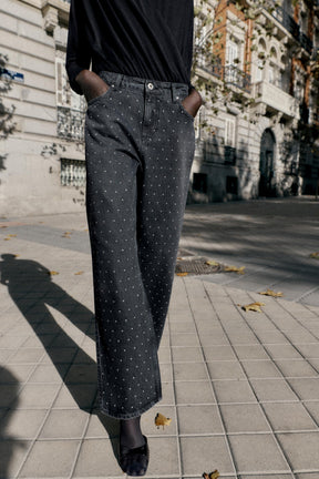Shiny High-Waist Straight Jeans