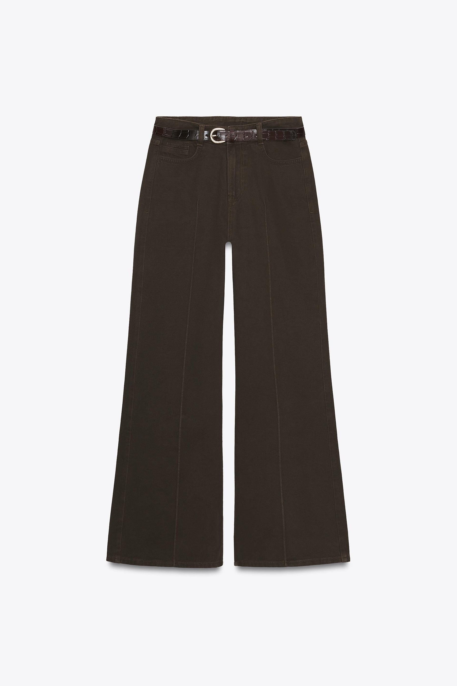 High-waist belted jeans