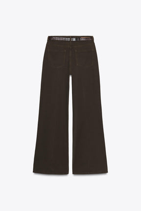 High-waist belted jeans