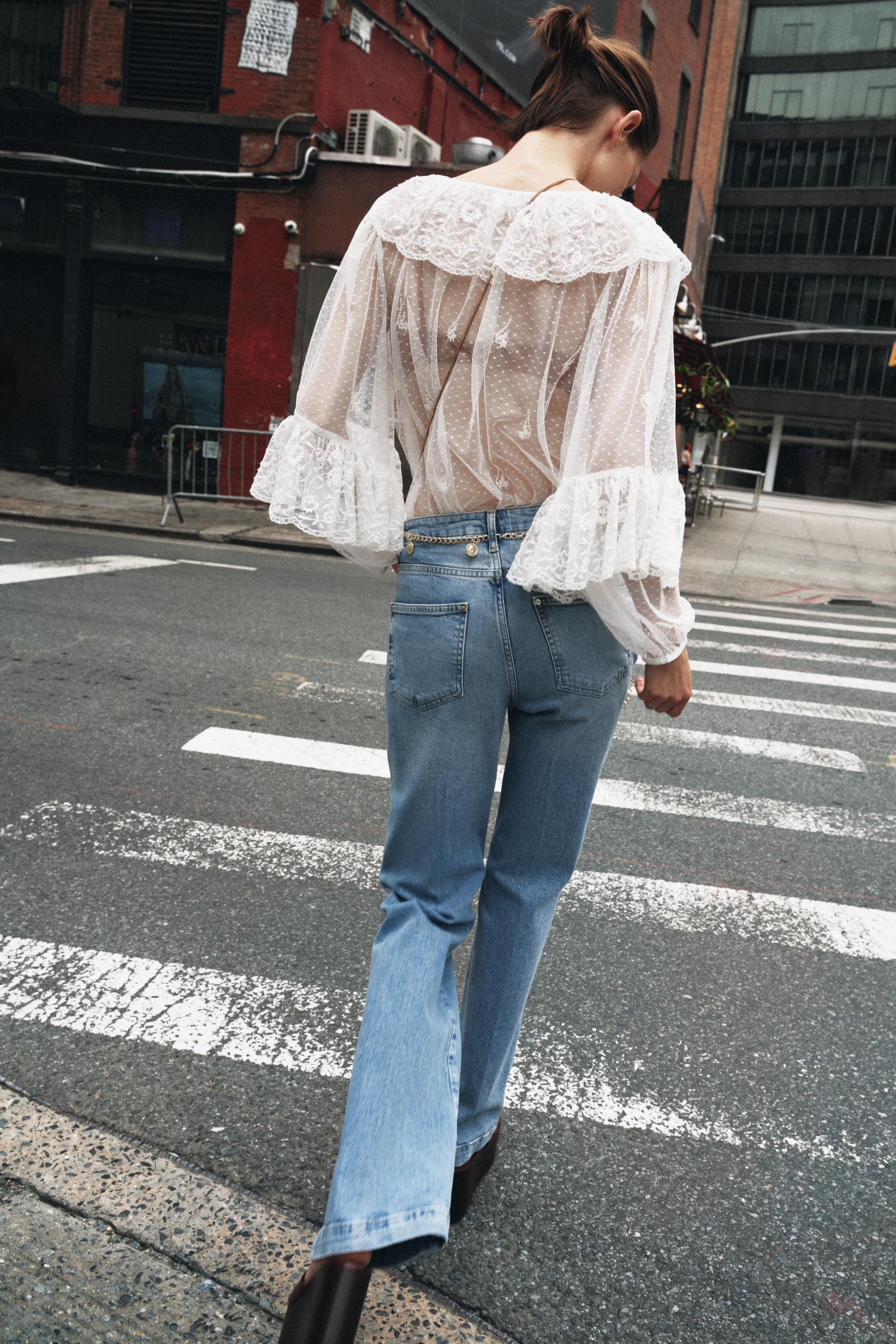 High-waist bootcut jeans