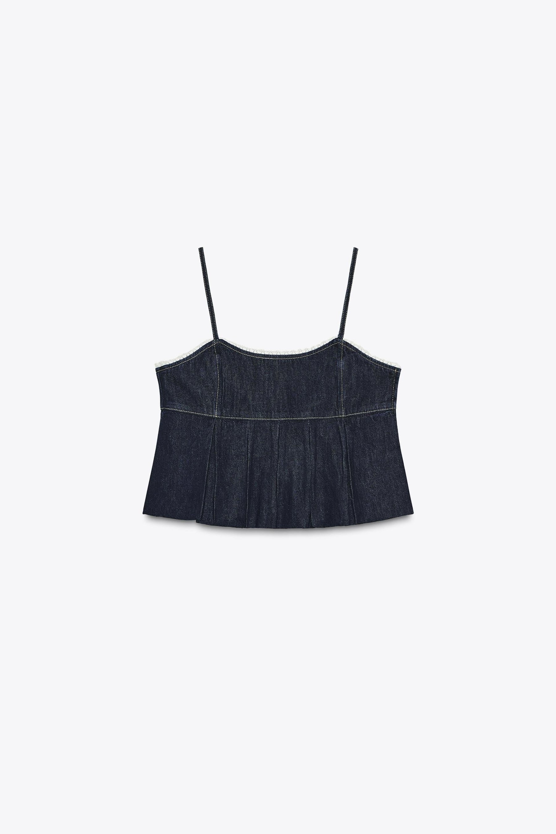 Denim Lace Crop Top