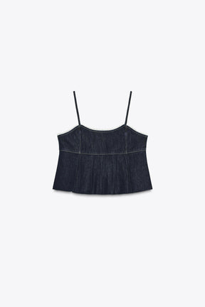 Denim Lace Crop Top