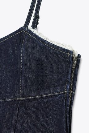 Denim Lace Crop Top