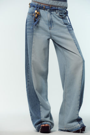 Wide-leg high-waist jeans