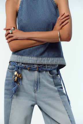 Wide-leg high-waist jeans