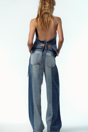 Wide-leg high-waist jeans
