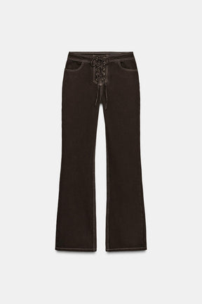 High-waist laced jeans