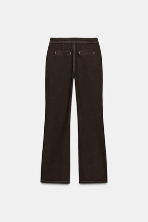 High-waist laced jeans