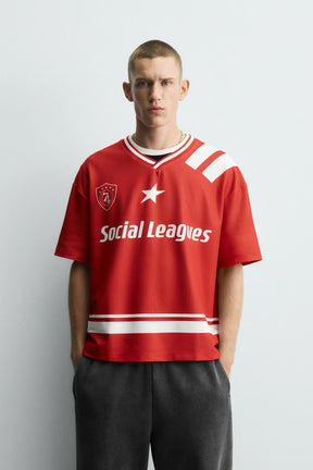 RETRO FOOTBALL PRINT T-SHIRT - Image 2