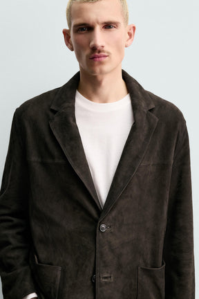 Faux Suede Blazer