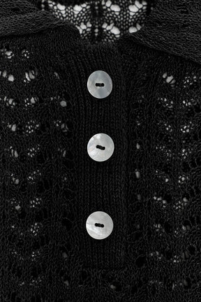Pointelle Knit Polo Shirt