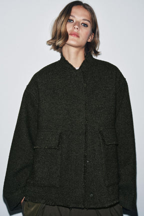 JACKE AUS STRUKTURIERTER WOLLMISCHUNG