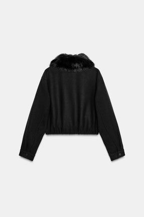 BOMBER JACKET WITH FAUX FUR COLLAR - Image 6