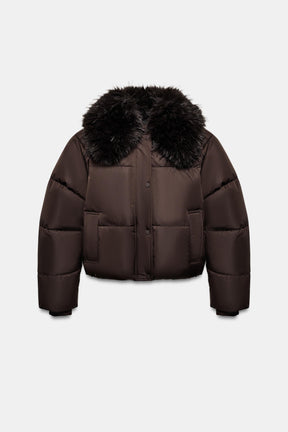QUILTED BOMBER WITH FUR