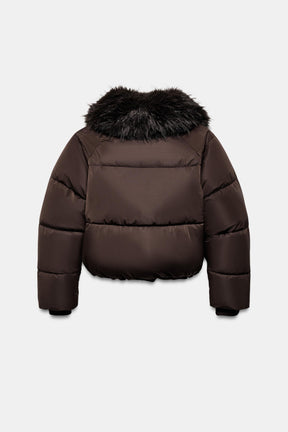 QUILTED BOMBER WITH FUR