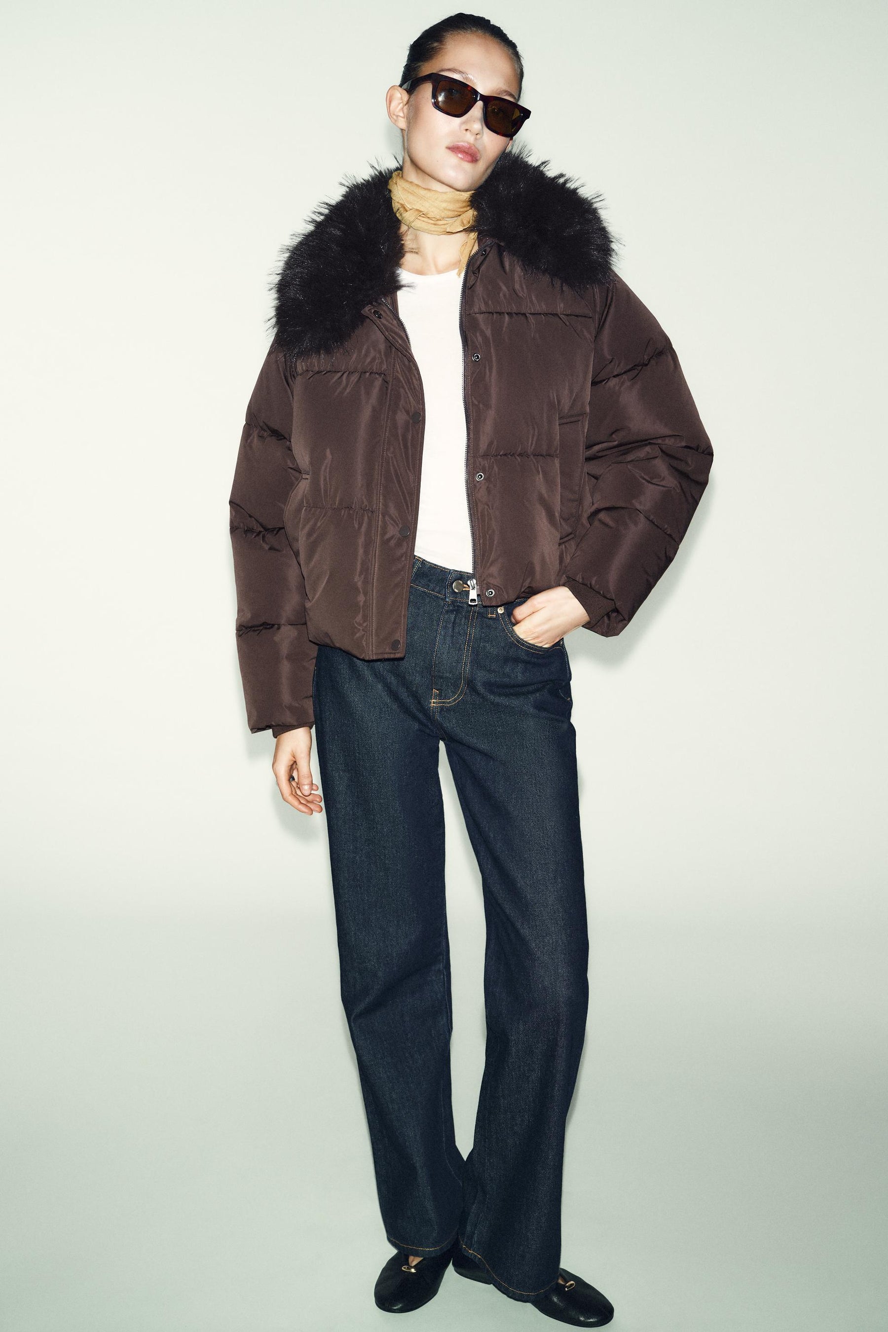 QUILTED BOMBER WITH FUR