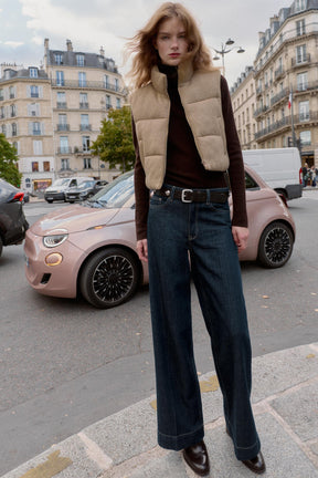 SHORT KNITTED PUFFER GILET - Image 1