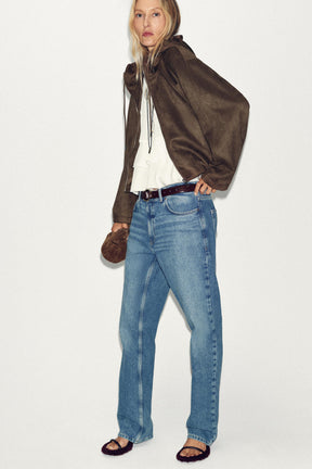 Faux suede bomber jacket